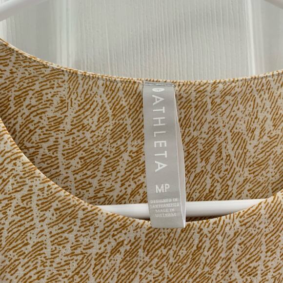 Athleta Santorini Yellow Patterned High Neck Fit and Flare Tank Dress MP - Picture 7 of 9
